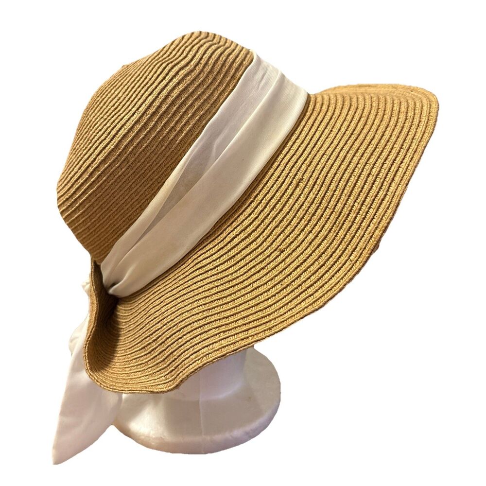 Women’s O/S Sun Beach Hat White Bow by San Diego Hat Company - Picture 4 of 8
